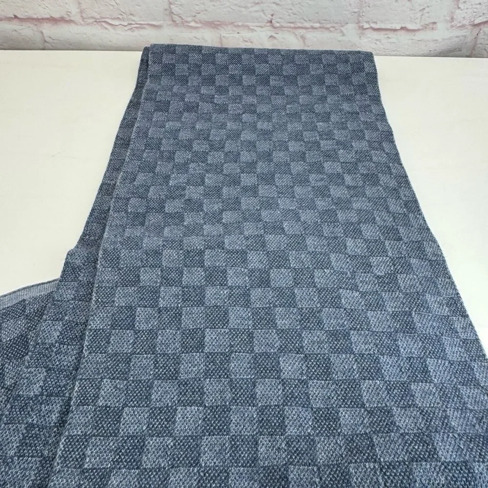 Louis Vuitton Blue Damier Checkered Men's Wool Scarf